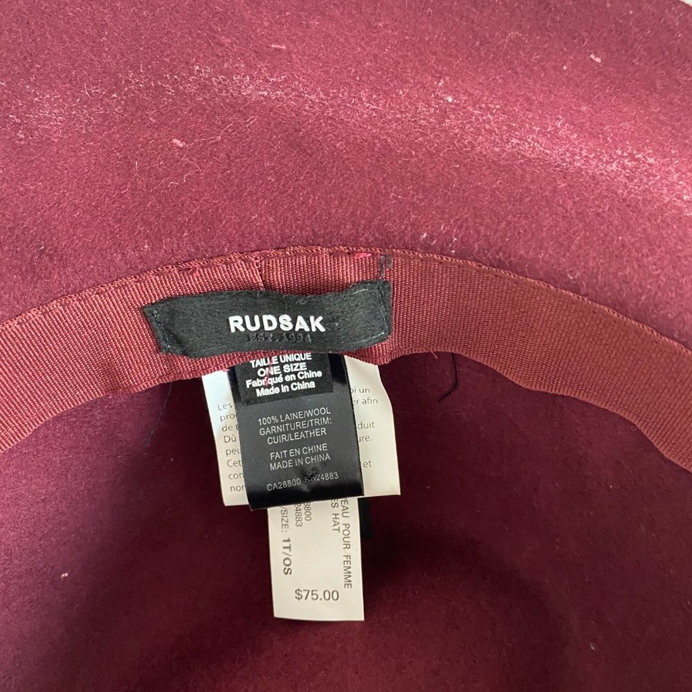 Rudsak Women's Boho Wine Red Felt Hat - Wide Brimmed - One Sized - Picture 3 of 4